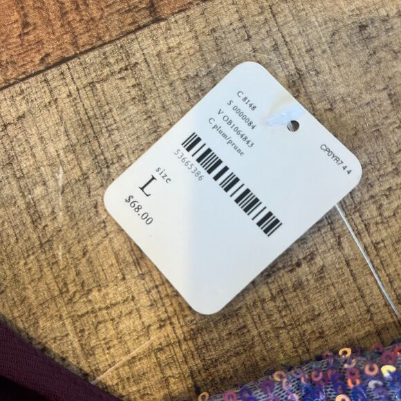 Free People Intimately Turn It On Cami Sequins Layered Plum Prune Large NEW NWT - Picture 8 of 13